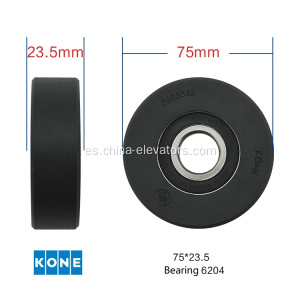 KM3685362 Rodillo de paso negro de 75 mm para escaleras mecánicas kone